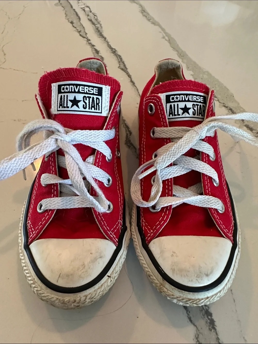 Converse Kids Red Low-Top Sneakers with White Laces